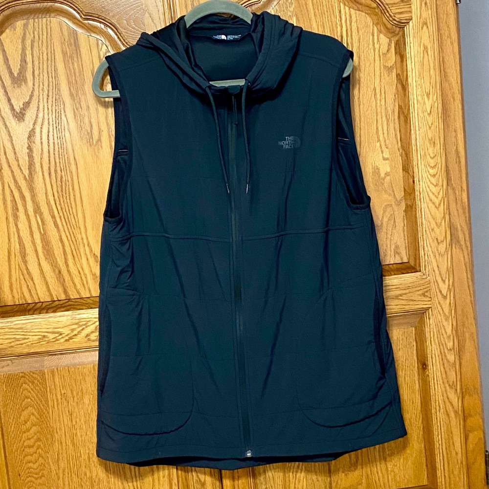 The North Face Shelbe Raschel Hooded Vest Womens XL Black Softshell Fleece Zip